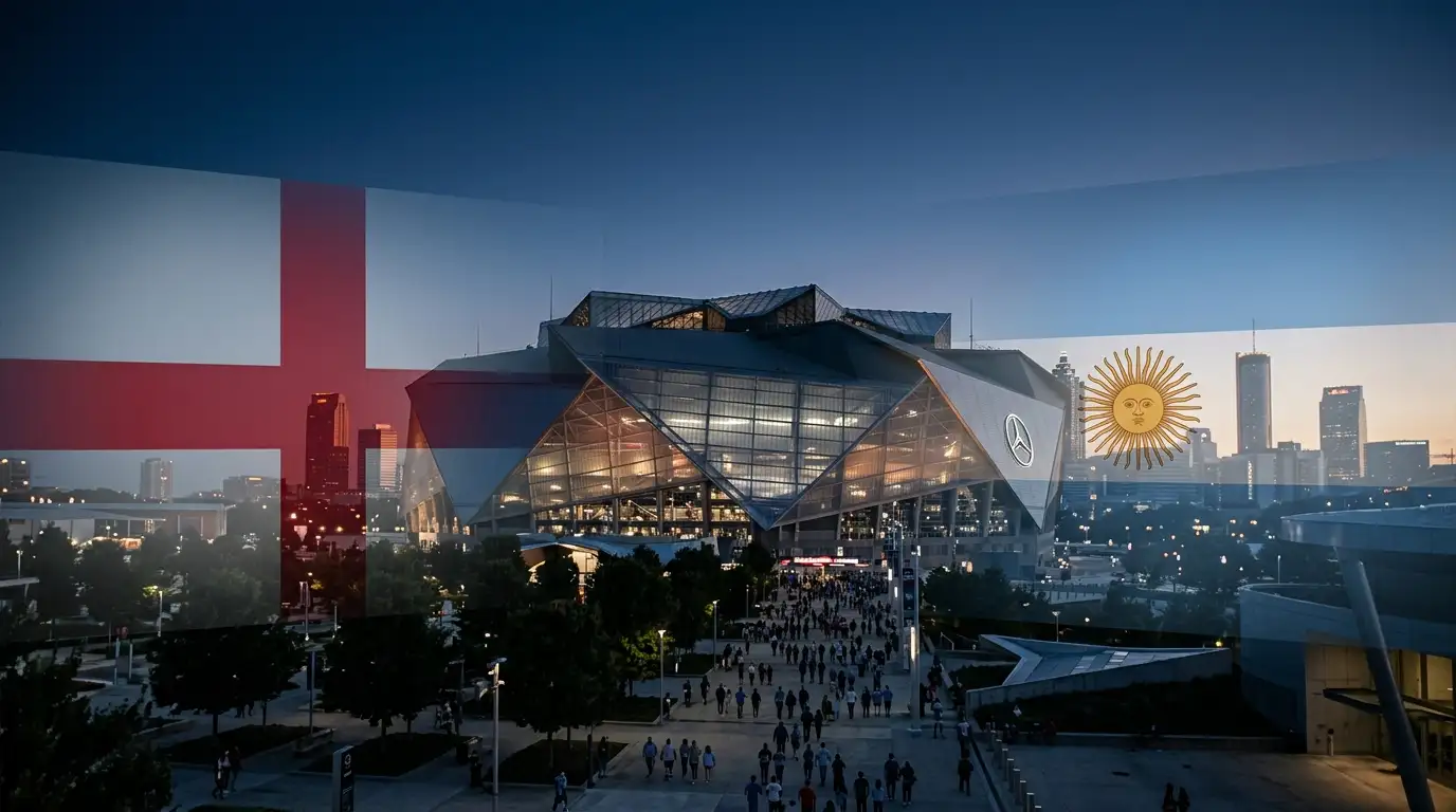 Englannin ja Argentiinan liput Mercedes-Benz Stadiumilla Atlantassa