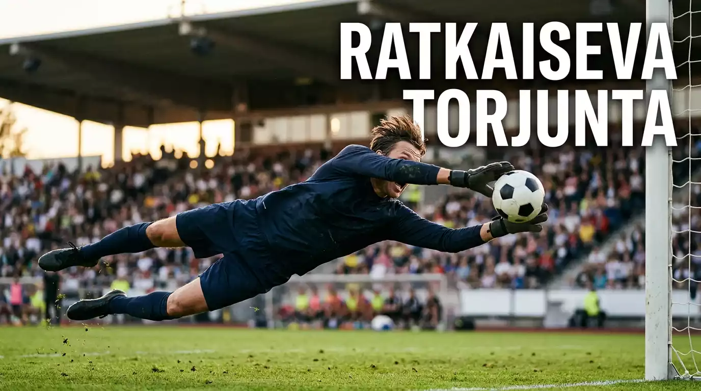Jalkapallomaalivahti torjumassa ottelussa
