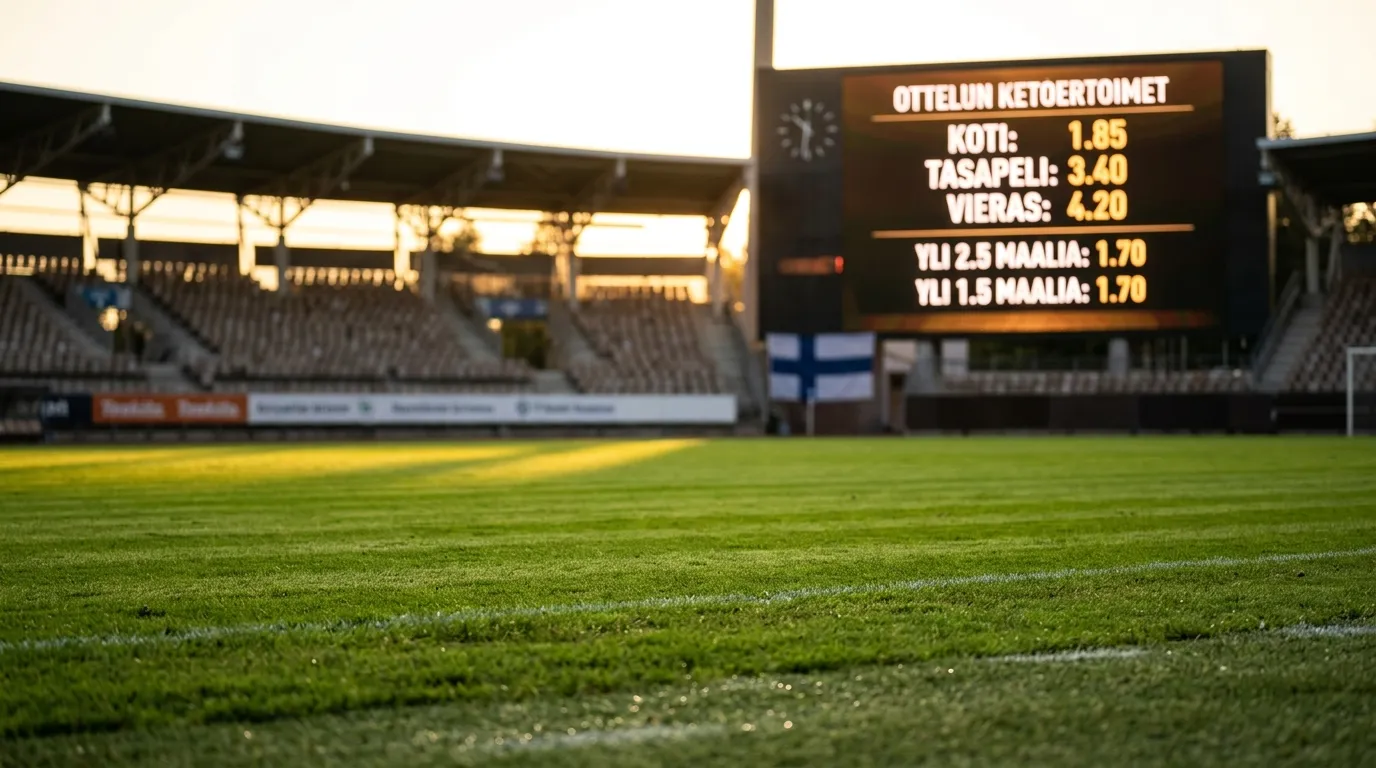 Jalkapallokenttä ja datanäyttö vedonlyöntikertoimilla MM-kisojen 2026 vedonlyöntiopasta varten